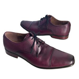 Florsheim Dress Shoes Mens Size 11 Burgundy Leather Textured Cap Toe Oxford